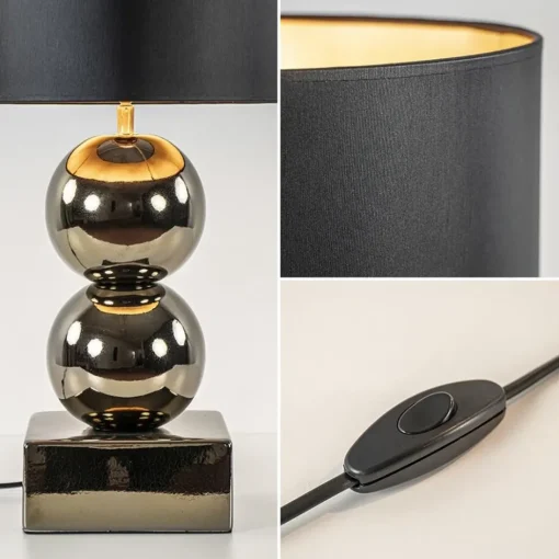 Gouden tafellamp bollen met zwart/gouden kap>Straluma Outlet