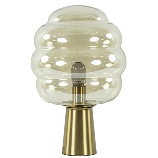 Gouden tafellamp Misty met amber glazen kap L&L>Straluma Sale