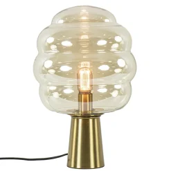 Gouden tafellamp Misty met amber glazen kap L&L>Straluma Sale