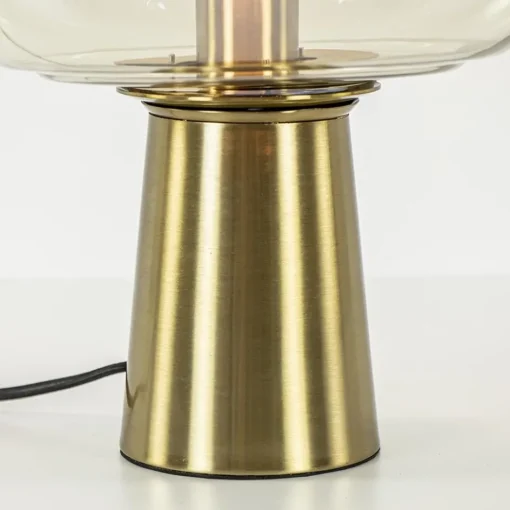 Gouden tafellamp Misty met amber glazen kap L&L>Straluma Sale