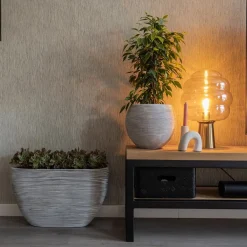 Gouden tafellamp Misty met amber glazen kap L&L></noscript>Straluma Sale