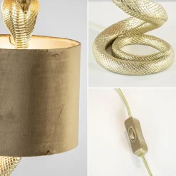 Gouden tafellamp Snake met velours kap></noscript>Straluma Best