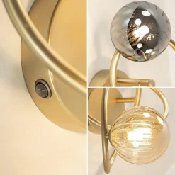 Gouden wandlamp met smoke en amber glas></noscript>Straluma Online