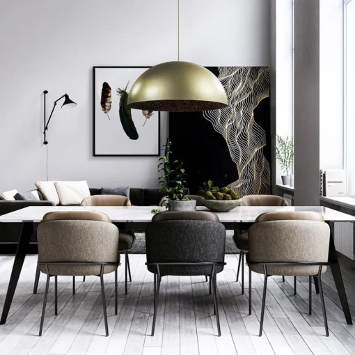 Grote design hanglamp koepel mat goud met zwart 90 cm>Straluma New