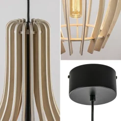 Grote hanglamp blank houten kap met zwart><noscript><img width=