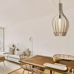 Grote hanglamp blank houten kap met zwart><noscript><img width=