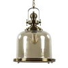 Grote hanglamp brons met amber glas>Straluma Discount
