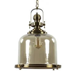 Grote hanglamp brons met amber glas>Straluma Discount