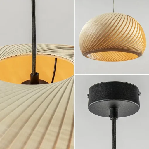 Grote hanglamp hout naturel rond 60 cm>Straluma