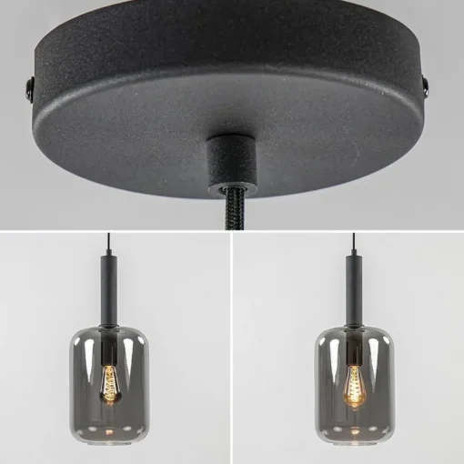 Grote hanglamp Lekar zwart met smoke glas>Straluma Clearance