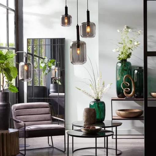 Grote hanglamp Lekar zwart met smoke glas>Straluma Clearance
