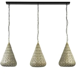 Grote hanglamp 3-lichts mat goud met zwarte balk>Straluma Best