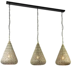 Grote hanglamp 3-lichts mat goud met zwarte balk>Straluma Best