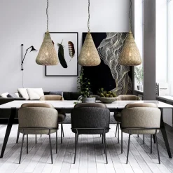 Grote hanglamp 3-lichts mat goud met zwarte balk><noscript><img width=