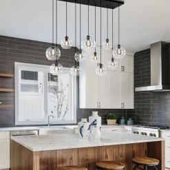 Grote hanglamp zwart 11- lichts multipendel helder glas></noscript>Straluma Best