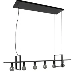 Grote hanglamp zwart frame met houten planken>Straluma Hot
