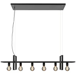 Grote hanglamp zwart frame met houten planken>Straluma Hot