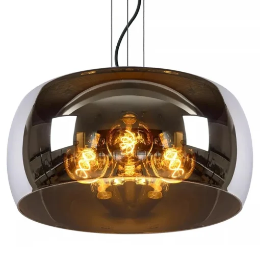 Grote hanglamp zwart met smoke glazen kap>Straluma Online