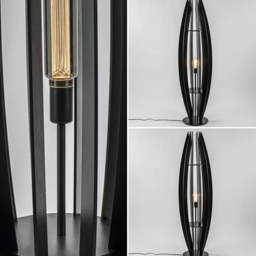 Grote houten vloerlamp mat zwart>Straluma Sale