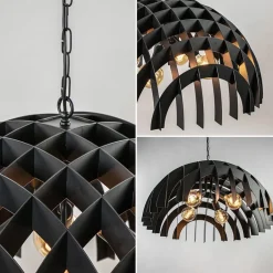 Grote koepel hanglamp Dome mat zwart metaal></noscript>Straluma New
