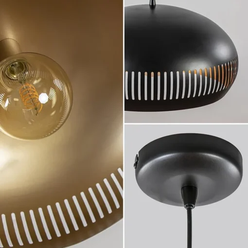 Grote koepel hanglamp zwart met goud 50 cm>Straluma Hot