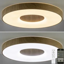 Grote LED plafondlamp met houtlook 65 cm><noscript><img width=