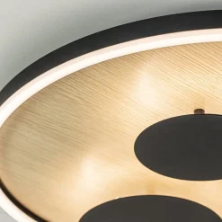 Grote LED plafondlamp zwart met houtlook dimbaar></noscript>Straluma Hot