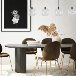 Grote 4-lichts hanglamp zwart met helder glazen bollen><noscript><img width=