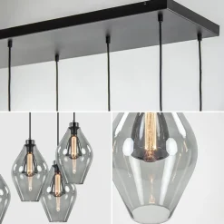 Grote 8-lichts multipendel hanglamp smoke glas ruit></noscript>Straluma Discount