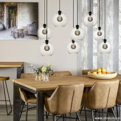 Grote 8-lichts multipendel/ hanglamp met helder glas></noscript>Straluma Hot
