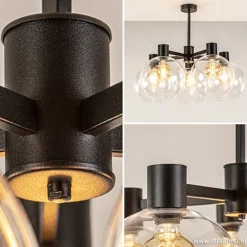 Grote 5-lichts plafondlamp helder glas></noscript>Straluma