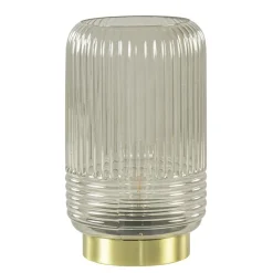Grote Lipa tafellamp batterijen warm licht grijs ribbel glas>Straluma