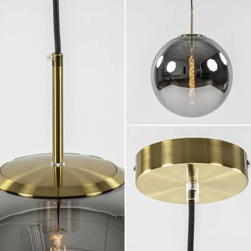 Grote luxe hanglamp brons + smoke glas Medina>Straluma Discount