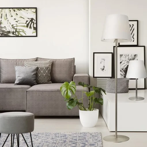 Grote moderne tafellamp Calabro nikkel glas>Straluma Best