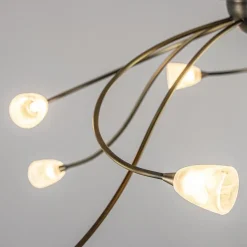 Grote plafondlamp brons met wit glas inclusief LED></noscript>Straluma Clearance