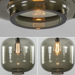 Grote plafondlamp smoke glas met mat zwart></noscript>Straluma Sale