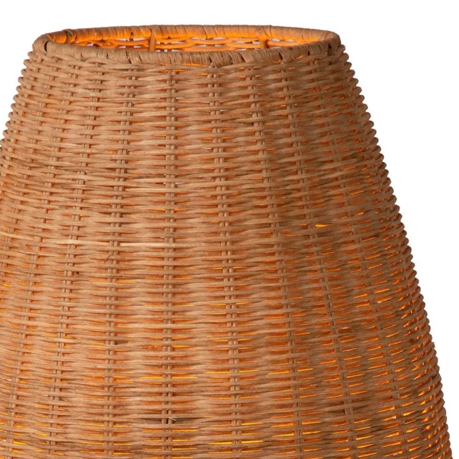 Grote rotan tafellamp naturel met zwarte pootjes>Straluma Discount