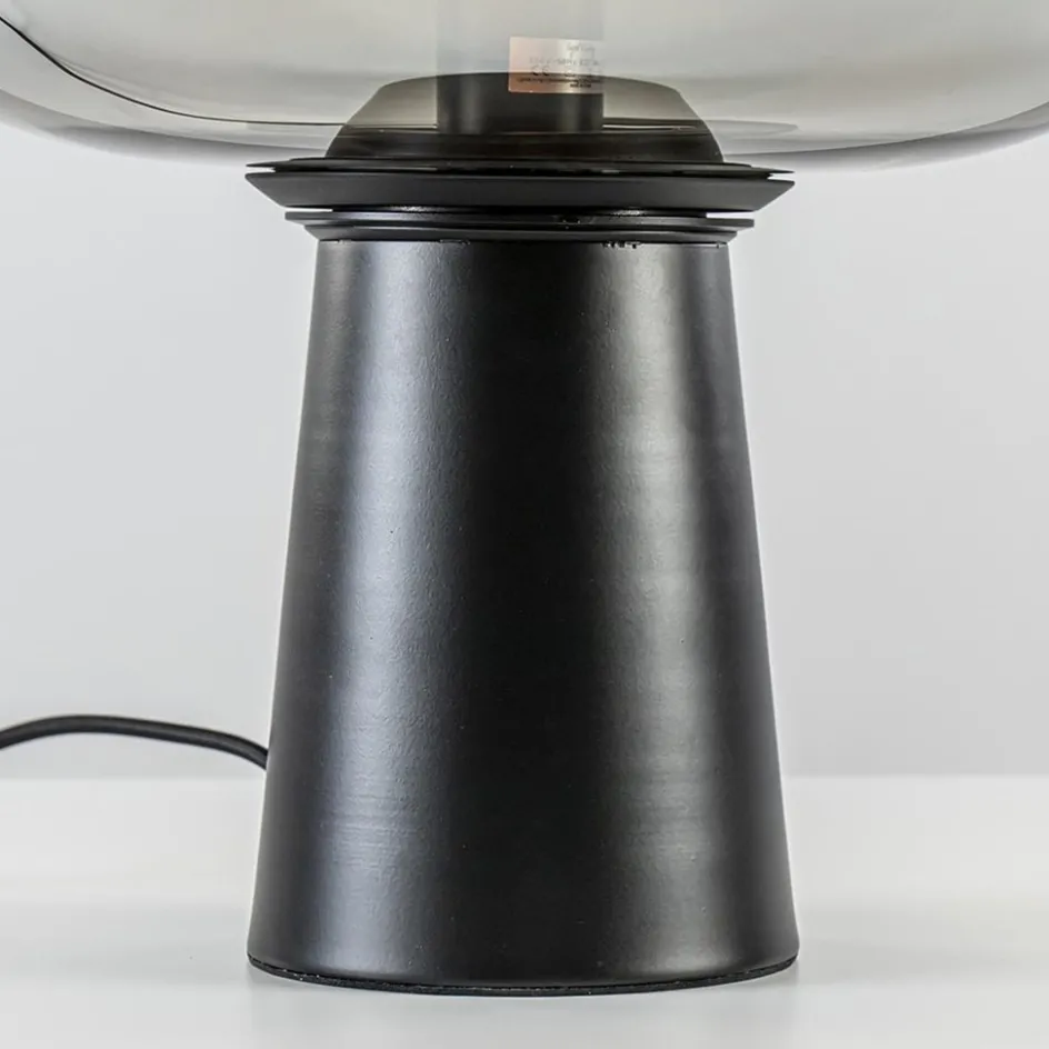 Grote tafellamp Amarah zwart met smoke glazen kap>Straluma Online