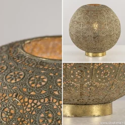 Grote tafellamp antiek messing met decoratief dessin></noscript>Straluma Best