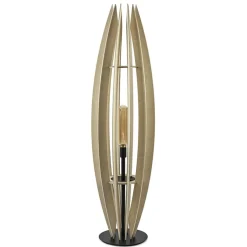 Grote vloerlamp blank hout met mat zwarte voet>Straluma New