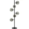 Grote vloerlamp 6-lichts zwart met smoke glazen bollen>Straluma New