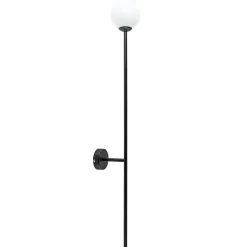 Grote wandlamp mat zwart met witte glazen bol>Straluma Online