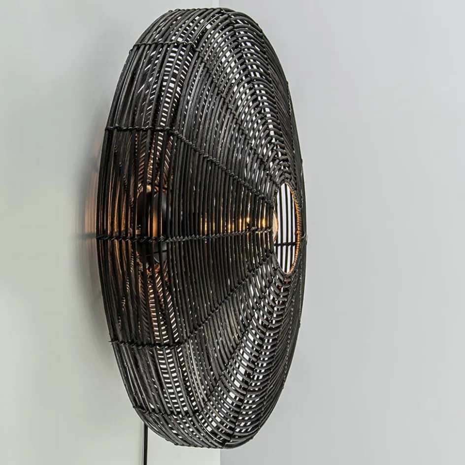 Grote wandlamp Mataka donker bruin rotan inclusief snoer>Straluma New