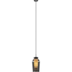 Hanglamp 1 lichts zwart/marmer met smoke glas></noscript>Straluma Discount