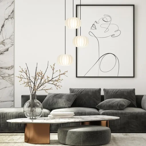 Hanglamp Arena 3L rond zwart/kap wit>Straluma New