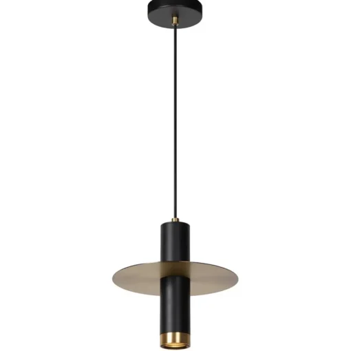 Hanglamp badkamer zwart met brons IP44>Straluma New