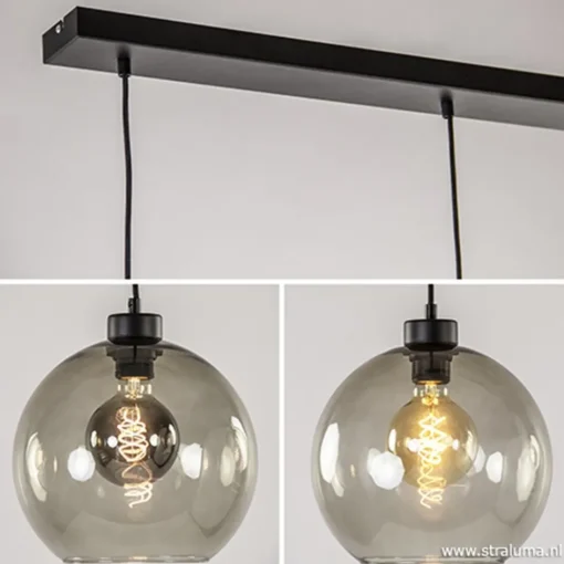 Hanglamp balk 3L smoke bolglas>Straluma Clearance
