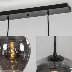 Hanglamp balk zwart 5-lichts smoke glas></noscript>Straluma