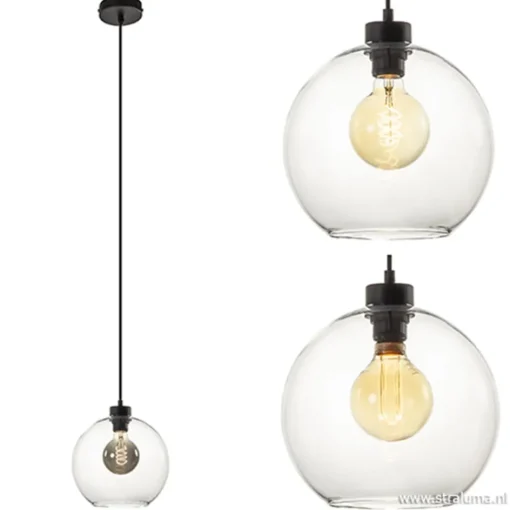 Hanglamp bol helder glas 25cm>Straluma Outlet