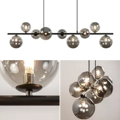 Hanglamp Calcio 9l zwart + smoke glas></noscript>Straluma Outlet